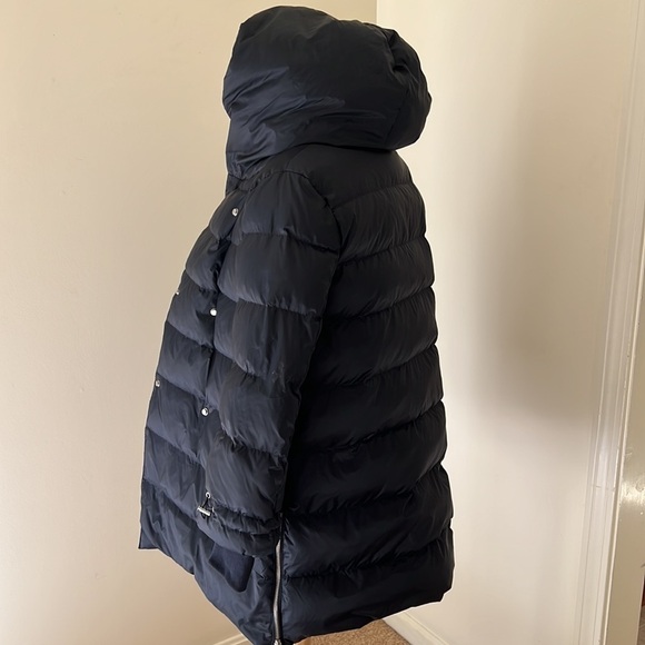 New! Zara basic navy puffer zippered and buttoned snow hoodie jacket. - Picture 6 of 15